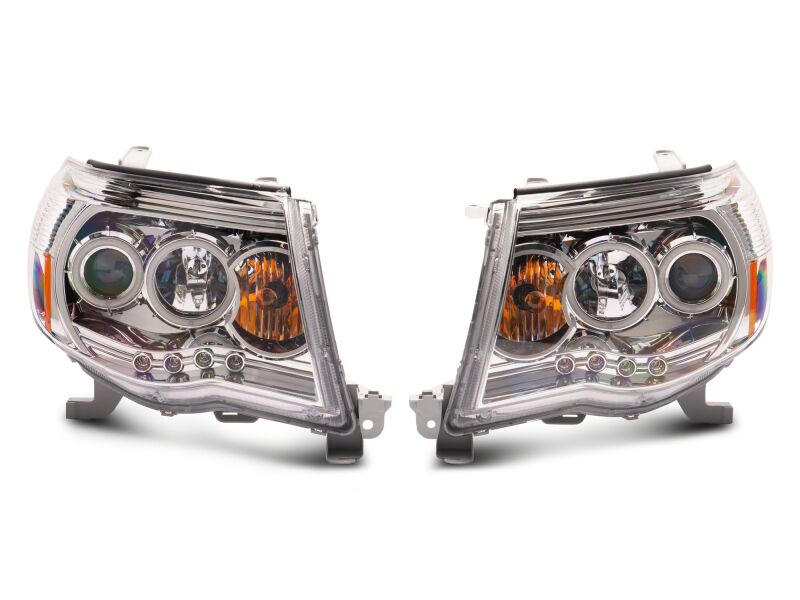 Raxiom 05-09 Toyota Tacoma Super White LED Halo Projector Headlights- Chrome Housing- Clear Lens-thumbmail-4