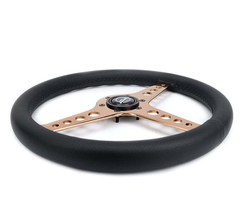 NRG Light Weight Gaming Steering Wheel - Driftz 350mm 3 Rose Gold Spokes Perforated Leather-thumbmail-4