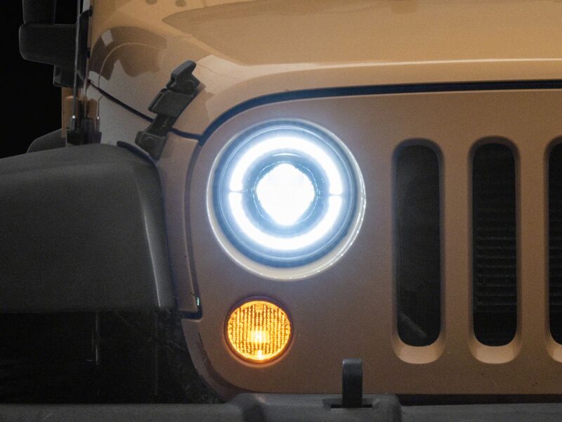 Raxiom 07-08 Jeep Wrangler JK Hi Output LED Headlights/Angel Eye DRL- Black Housing- Clear Lens-thumbmail-9