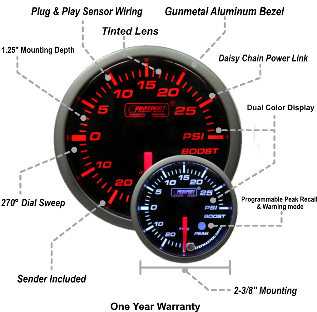 2-3/8" Amber/White Premium Electric Boost gauge-thumbmail-2