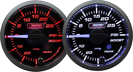2-1/16" Premium White Pointer Clear Lens Boost gauge Amber/White-thumbmail-1
