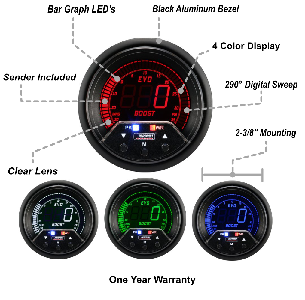 2-3/8" Premium Evo Electrical Boost Gauge-thumbmail-2