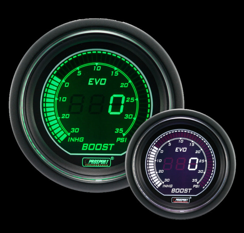 2-1/16" Evo Electrical Boost Gauge-Green and White-thumbmail-4