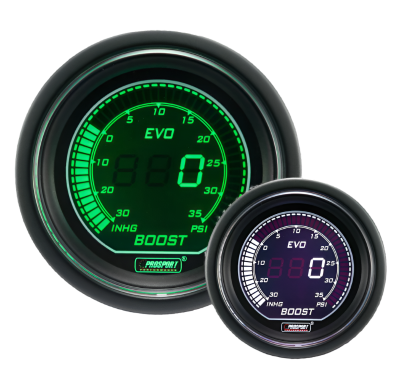 2-1/16" Evo Electrical Boost Gauge-Green and White-thumbmail-1