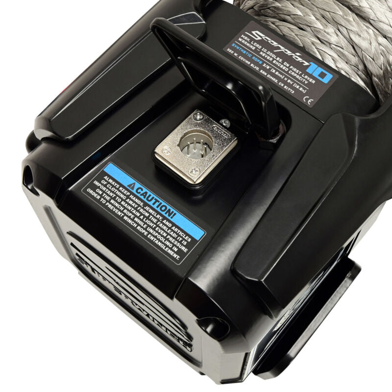 Superwinch 10000 LBS 12V DC 3/8in x 54ft Synthetic Rope Scorpion 10000SR Winch - Black Powdercoat-thumbmail-5