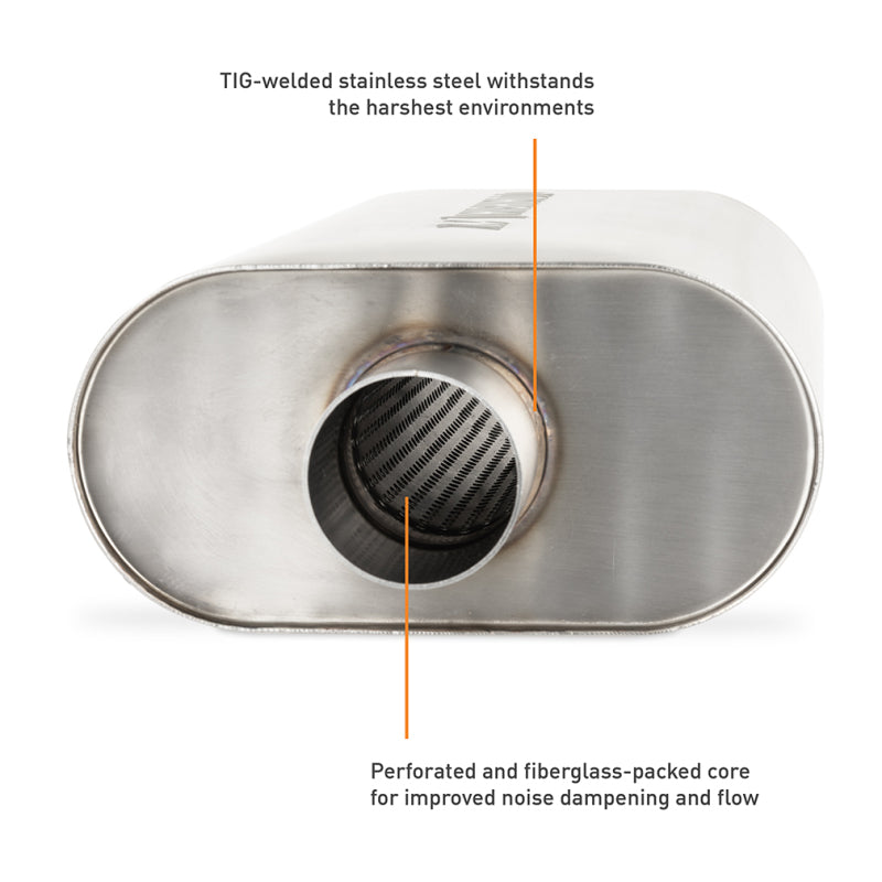 Mishimoto Universal Muffler with 2.5in Center Inlet/Outlet - Brushed-thumbmail-4