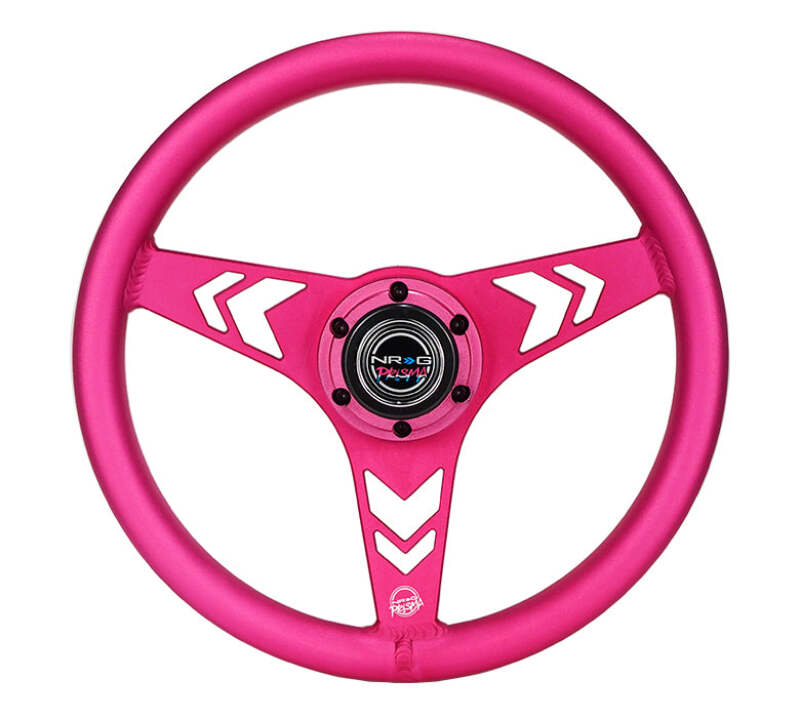 NRG Aluminum Steering Wheel 330mm - Arow Cutout - Ergonomic Grip - Anadized Pink