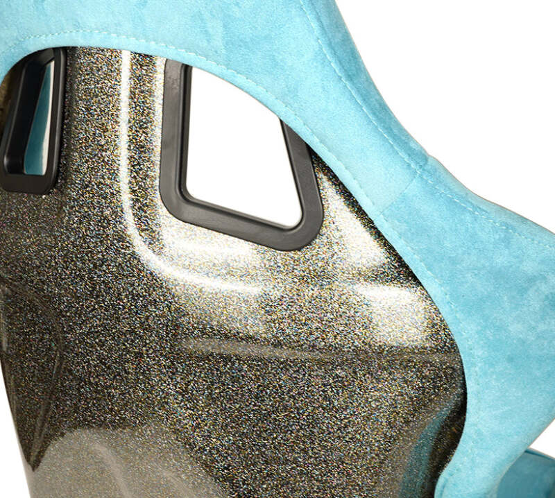 NRG FRP Bucket Seat ULTRA Edition W/ Grey Pearlized Back / Teal Microfiber Material - Large-thumbmail-7