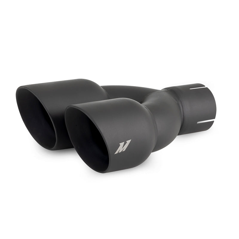 Mishimoto Dual Offset Tips 2.5in Inlet 3in Outlet Slash Cut - Black-thumbmail-1