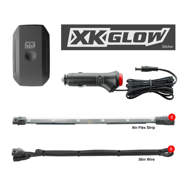 XK Glow Flex Strip Million Color XCHROME Smartphone App Controlled Undercar Kit 6x10In-thumbmail-1