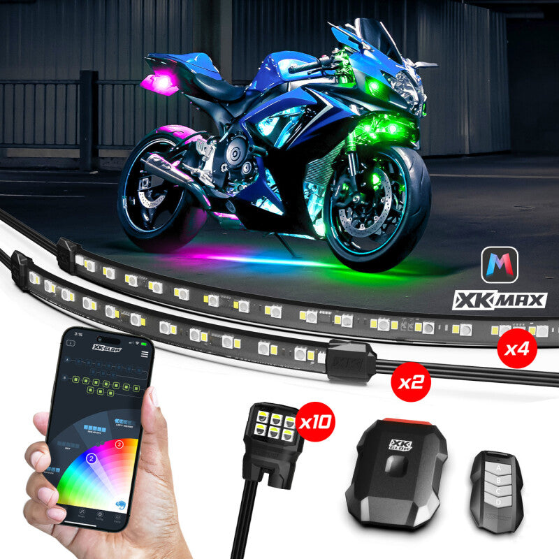 XK Glow XKmax RGBW 16pc addressable Motorcycle Underglow Light Kit-thumbmail-2
