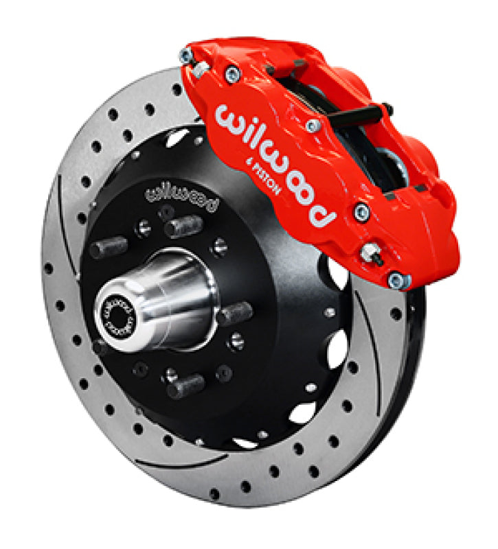 Wilwood 65-68 Chevy Impala W/ Drum Spindle- FNSL6R - 12.88 in VentedGT Rotor Drilled Red-thumbmail-1
