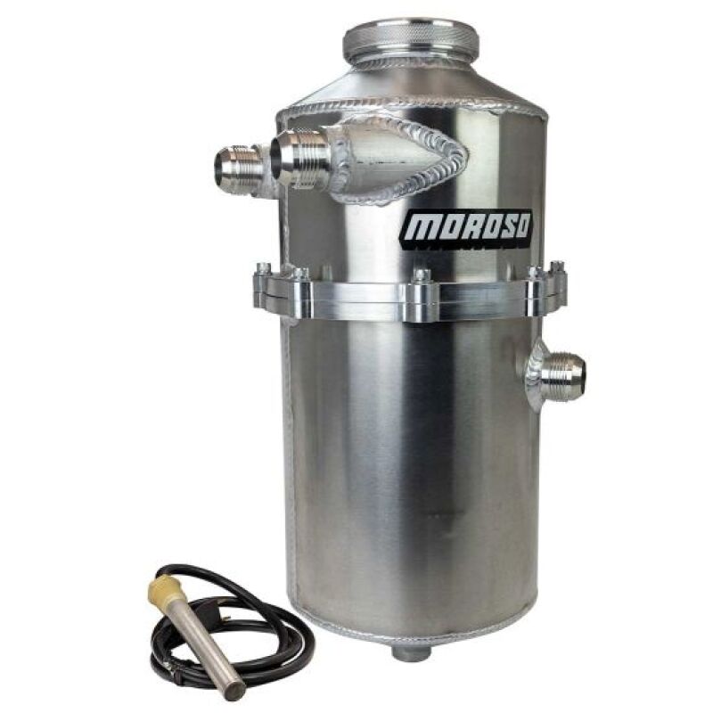 Moroso 2 Pc 60/40 Split 16.5in Tall 7in Dia 7.5qt Dual Inlet Dry Sump Tank w/16AN Male Fitting-thumbmail-1
