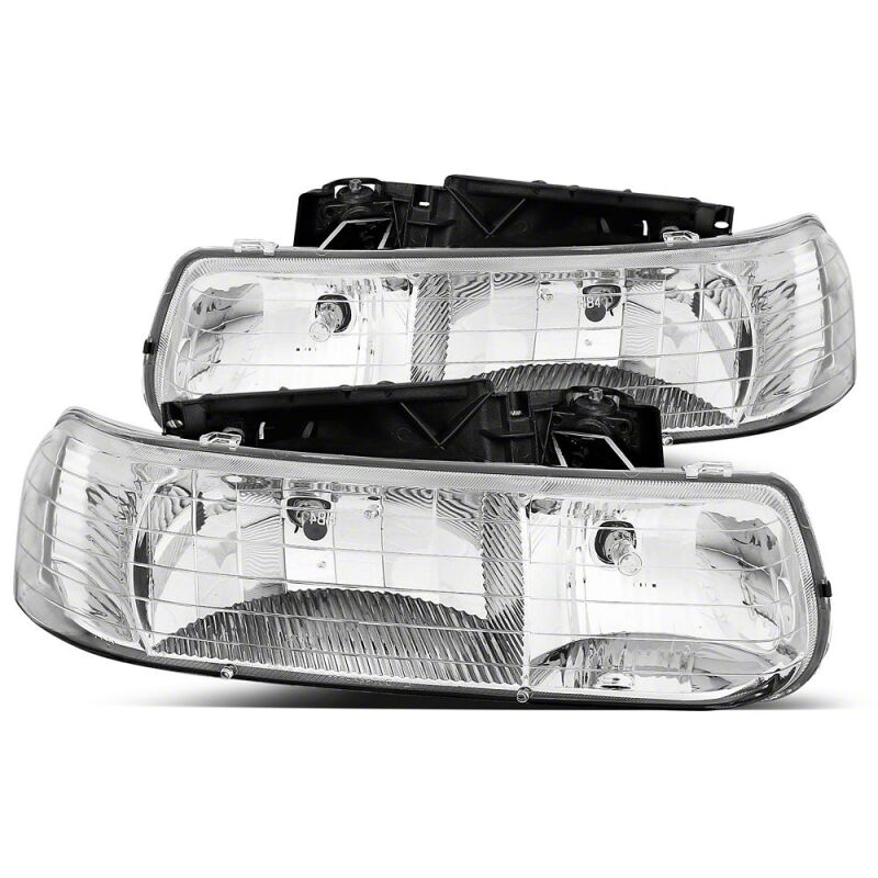 Raxiom 99-02 Chevrolet Silverado 1500 Axial Series Euro Headlights- Chrome Housing- Clear Lens-thumbmail-1