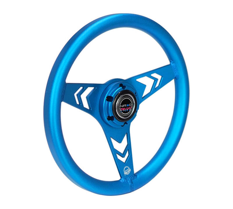 NRG Aluminum Steering Wheel 330mm - Arow Cutout - Ergonomic Grip - Anadized Blue-thumbmail-2