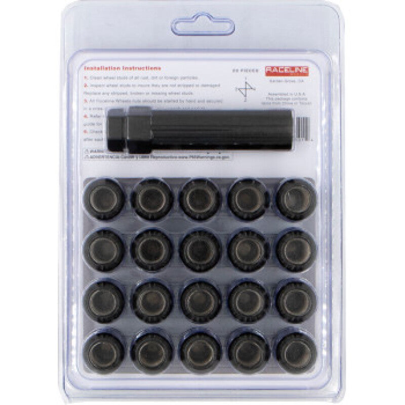 Raceline 12x1.5mm Spline Black Lug Nuts (20 Pack)-thumbmail-2