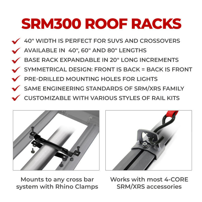 Go Rhino SRM300 Flat Platform Roof Rack 40in. L x 40in. W (Incl. Clamps)-thumbmail-3