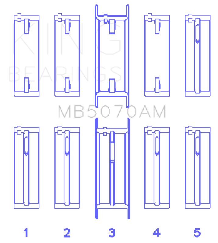 King Engine Bearings Audi/VW Ck/Cy/Ha/Jk/Ky/Rp/Zf/Aeb (Size +0.50mm) Main Bearing Set-thumbmail-2