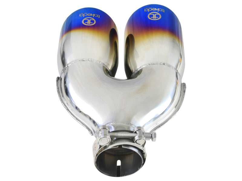 aFe Takeda 2.5in 304 Stainless Steel Clamp-on Exhaust Tip Passenger Side 2.5in Inlet 4inDual - Blue-thumbmail-5