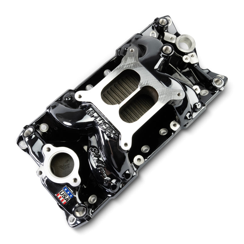 Edelbrock Chevy Small Block Performer RPM AIR-Gap Intake Manifold Black Plasma Finish-thumbmail-9