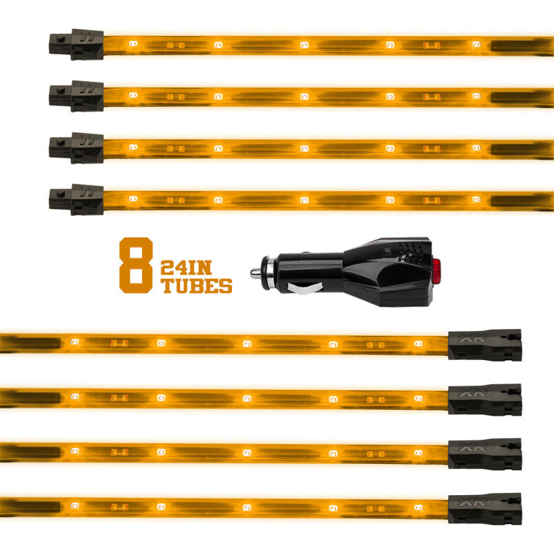 XK Glow Tube Single Color Underglow LED Accent Light Car/Truck Kit Amber - 8x24In-thumbmail-1