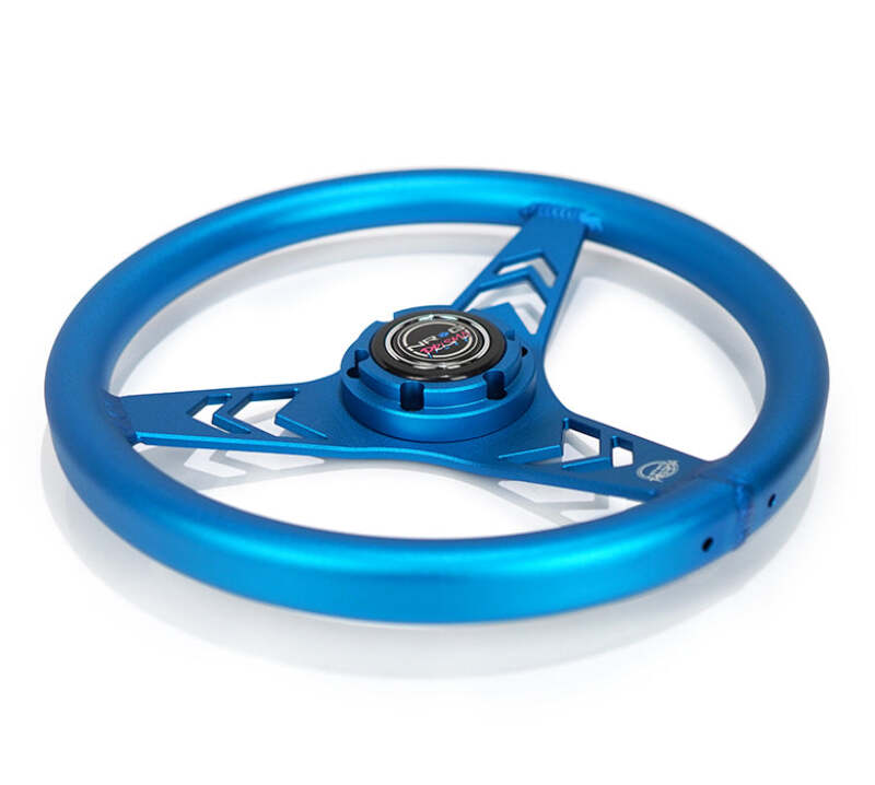 NRG Aluminum Steering Wheel 330mm - Arow Cutout - Ergonomic Grip - Anadized Blue-thumbmail-3