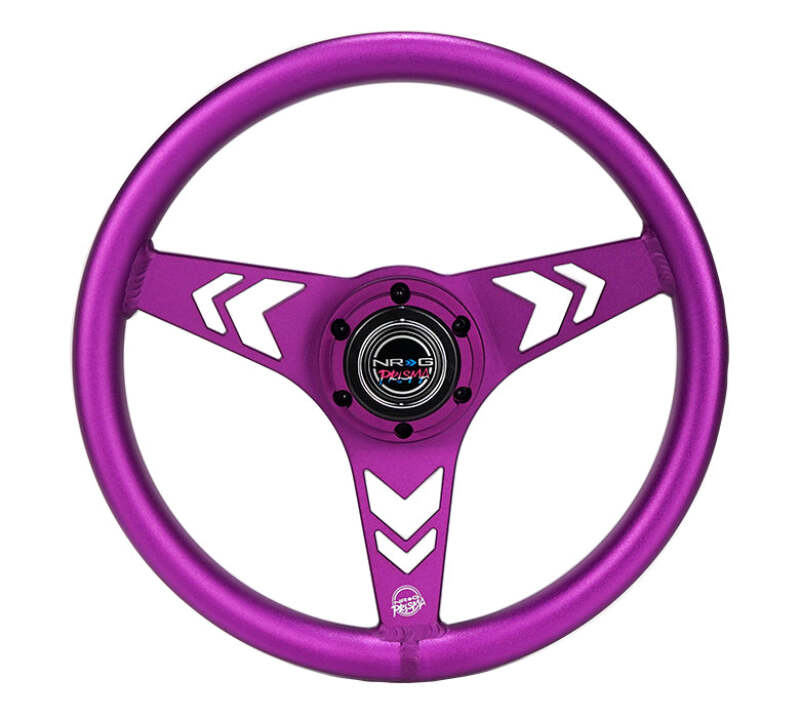 NRG Aluminum Steering Wheel 330mm - Arow Cutout - Ergonomic Grip - Anadized Purple