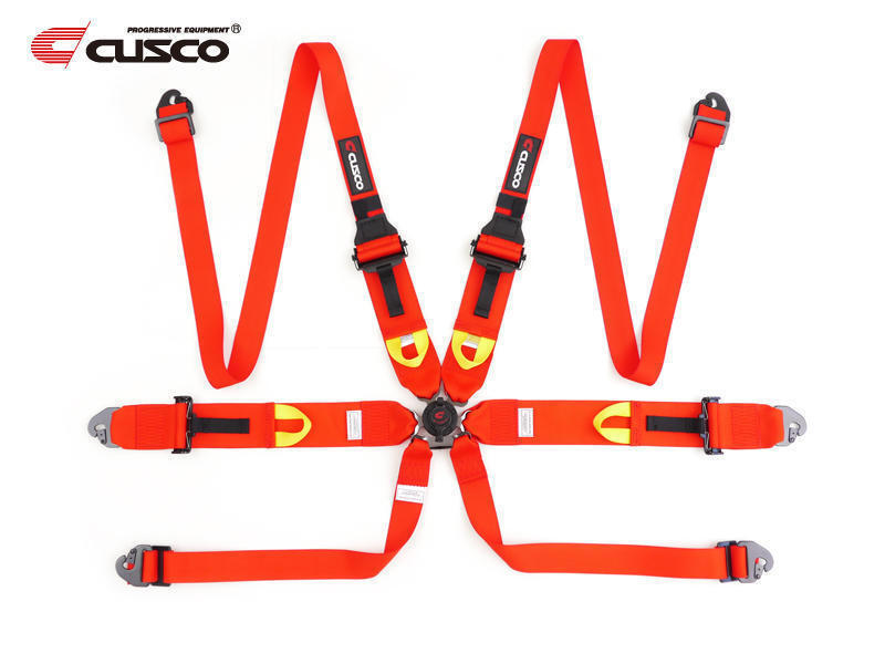 Cusco Universal 6 Point 3in Shoulder 3in Lap (HANS) w/Eyebolts (7/16-20UNF) FIA Racing Harness- Red-thumbmail-1