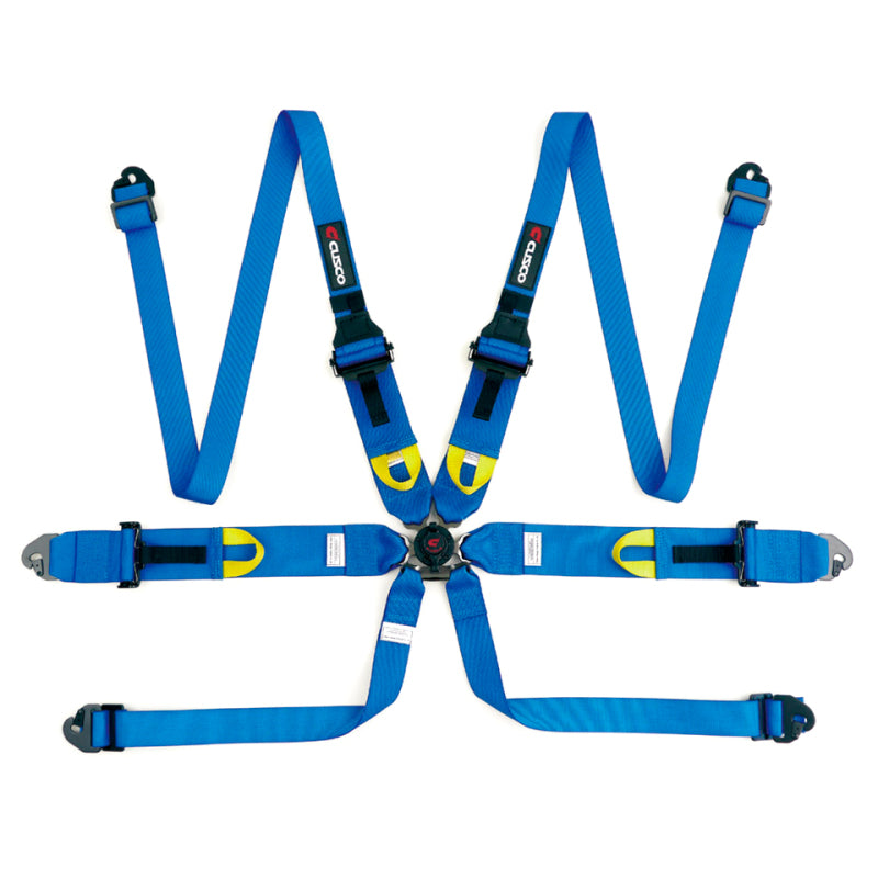 Cusco Universal 6 Point 3in Shoulder 3in Lap w/Eyebolts (7/16-20UNF Thread) FIA Racing Harness- Blue-thumbmail-1