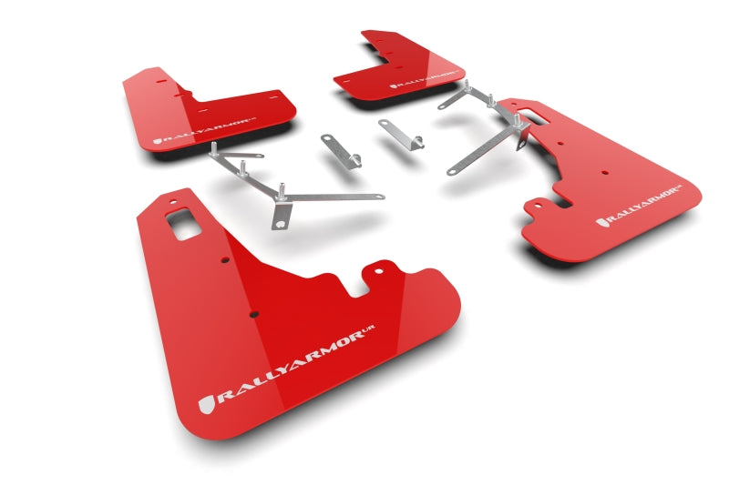 Rally Armor 2022+ Subaru BRZ / 2022+ Toyota GR86 Red UR Mud Flap w/ White Logo-thumbmail-2