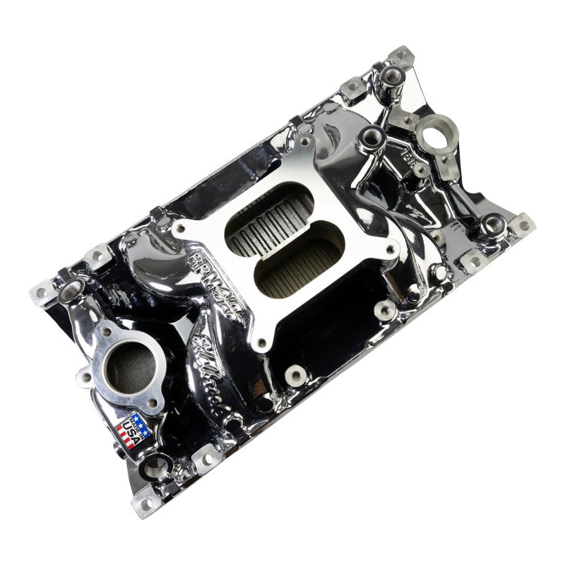 Edelbrock RPM Air-Gap Manifold for Small-Block Chevy Vortec - Chrome Plasma-thumbmail-3