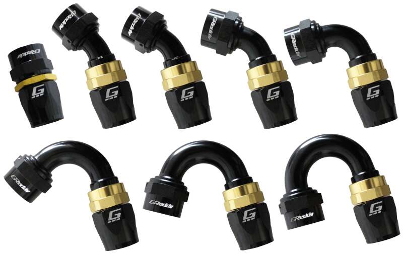 GReddy AN16 45 DEGREE HOSE END SWIVEL BLACK/GOLD ANODIZED-thumbmail-6