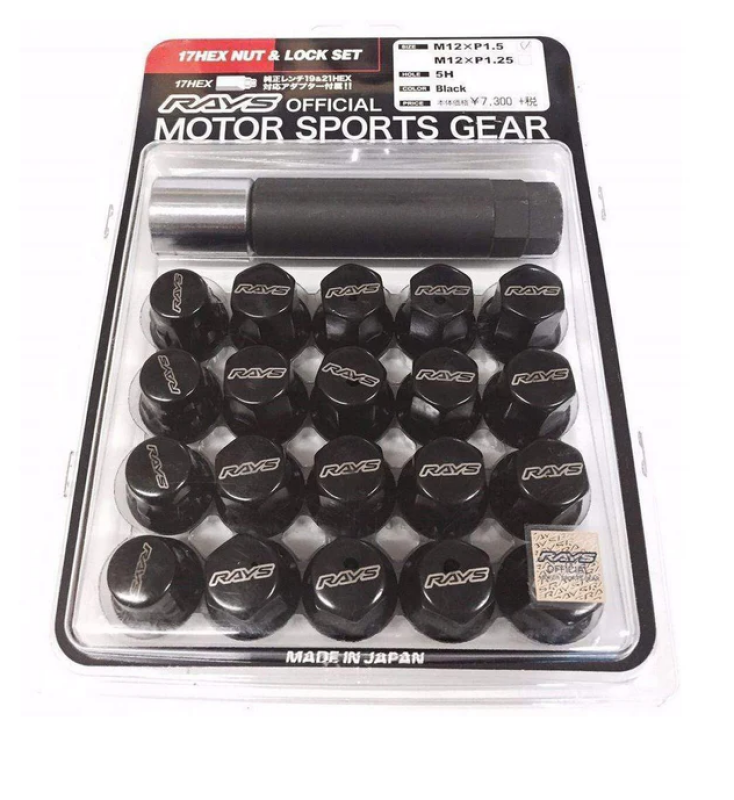 Rays M12x1.25 5 holes 16pcs nut, 4pcs Lock nut, 1 adapter & 1 lock nut key - Black-thumbmail-3