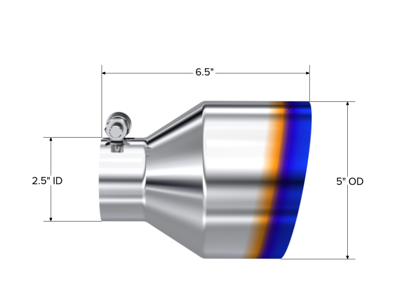 MBRP Univ. T304 Stainless Steel Burnt End Tip 2.5in ID / 5in OD / 6.5in Length Angle Cut Single Wall-thumbmail-2