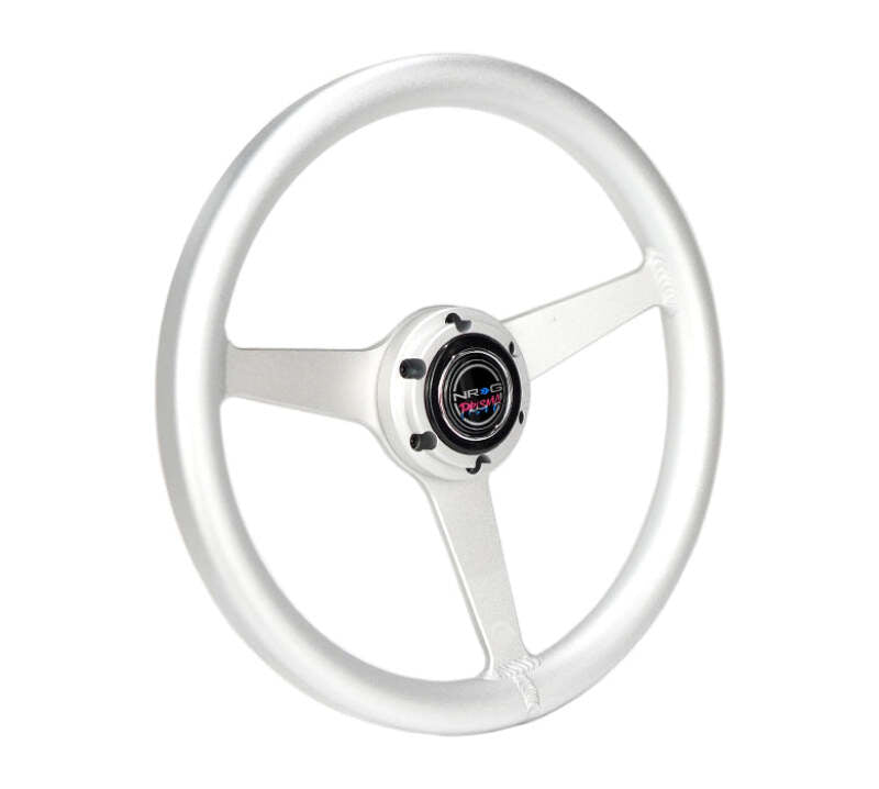 NRG Aluminum Steering Wheel 330mm - Heritage Solid Spoke - Ergonomic Grip - Anadized Silver-thumbmail-3