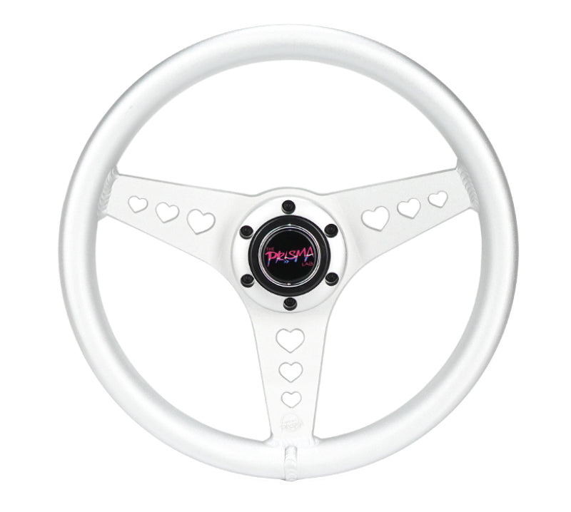 NRG All Aluminum Steering Wheel 330mm - Heart Cut Out- Ergonomic Grip- Anadized Silver-thumbmail-1