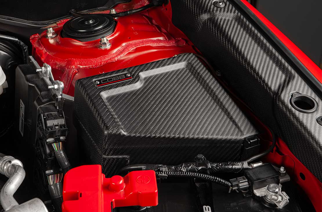 COBB 846665-Driver-RMC matte carbon fiber fuse cover installed