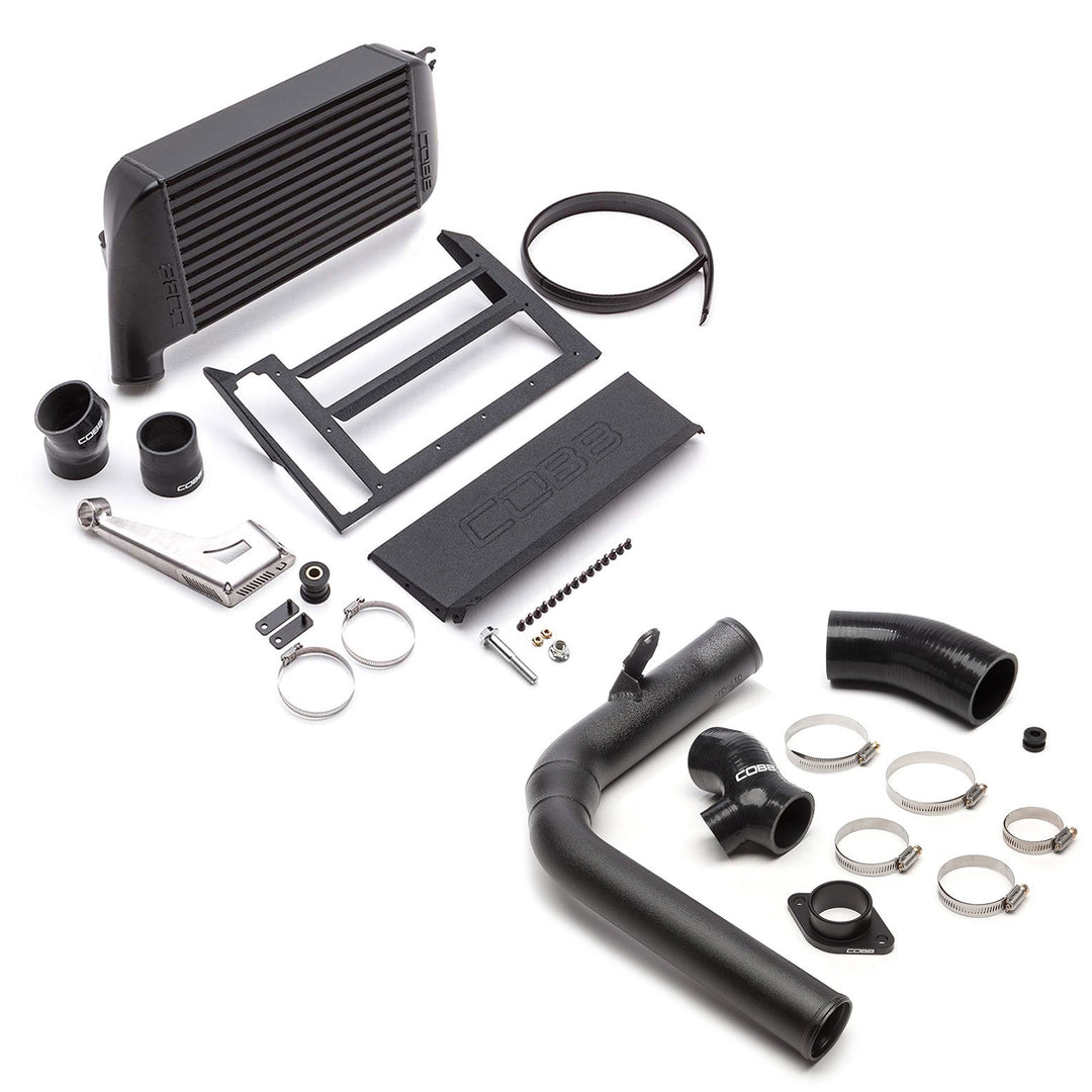 COBB B42400-BK black top-mount intercooler kit with charge pipe and installation hardware