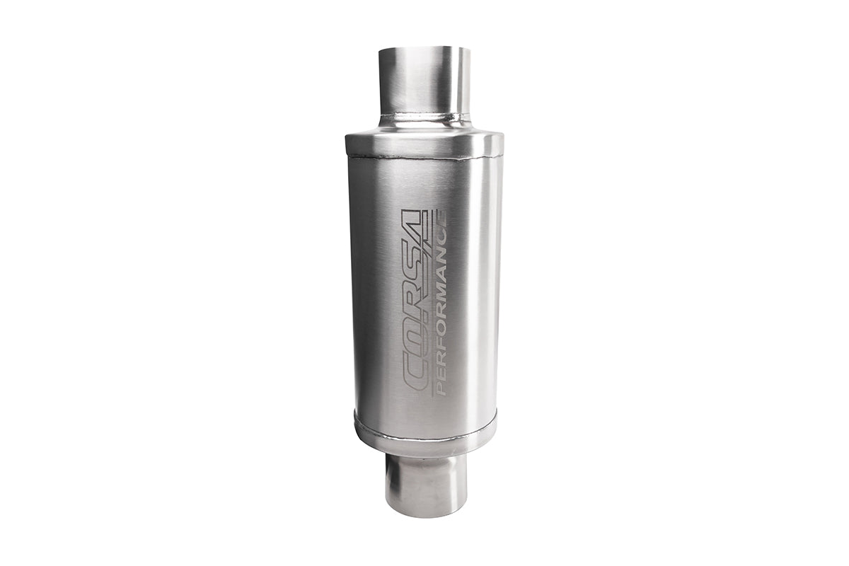 CORSA PKM2000 3-inch weld-in Pro Series packed resonator, brushed stainless steel