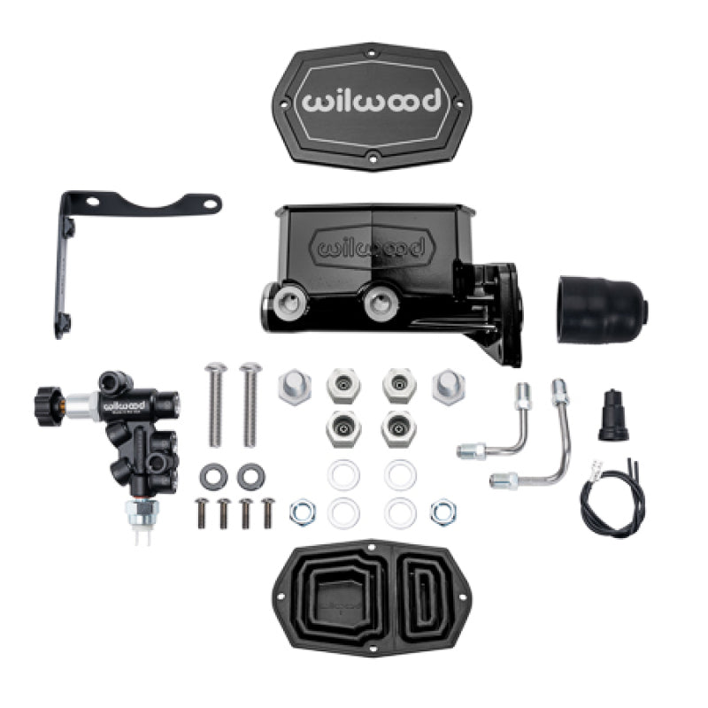 Wilwood MOPAR Compact Tandem M/C Kit w/ P-Valve 1in Bore - Black-thumbmail-1