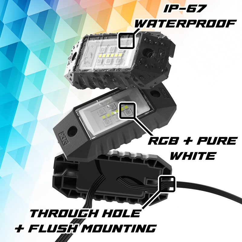 XK Glow RGBW 8pc Addressable LED Rock Light Kit-thumbmail-2