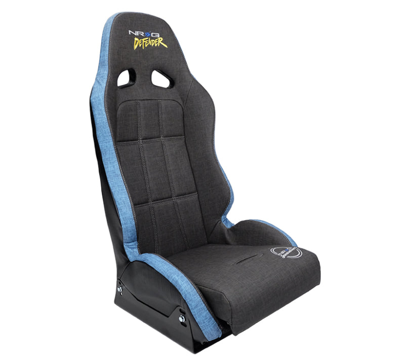 NRG Defender Water Resistant Steel Frame Suspension Seats Black w/ Blue Trim & Defender logo-thumbmail-1