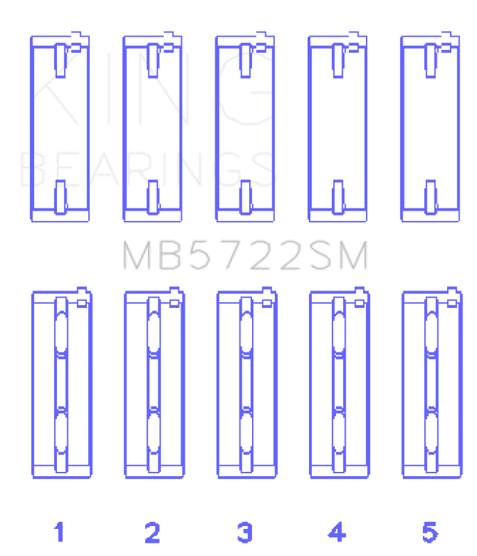 King Engine Bearings Mitsubishi 4B11T Turbo Evo X/2007-> (Size +0.50mm) Main Bearing Set-thumbmail-2