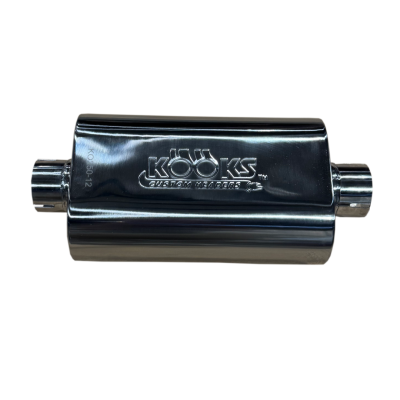 Kooks 2.5in Oval Clamp In Muffler 12in Long Body Polished Stainless Steel-thumbmail-3