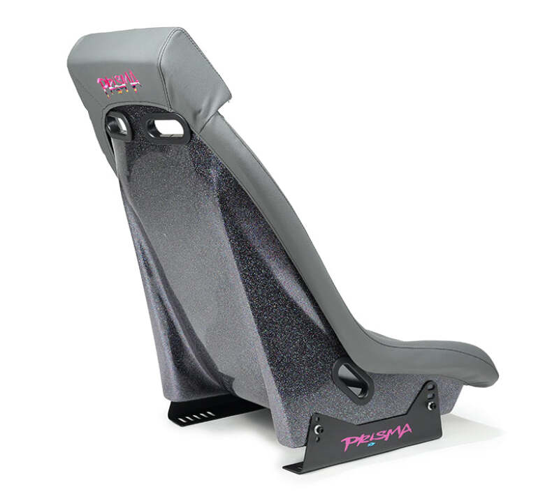 NRG GT Retro Bucket Seat -Gunmetal PVC Leather Gunmetal Stitching Multicolor Fiberglass Back Glitter-thumbmail-3