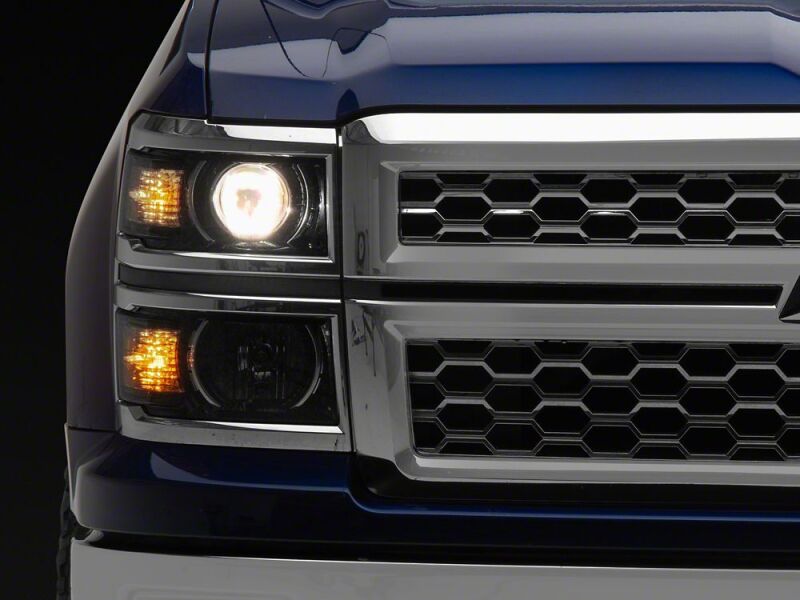 Raxiom 14-15 Chevrolet Silverado 1500 OE Projector Headlights/Chrome Trim- Black- Clear Lens-thumbmail-1