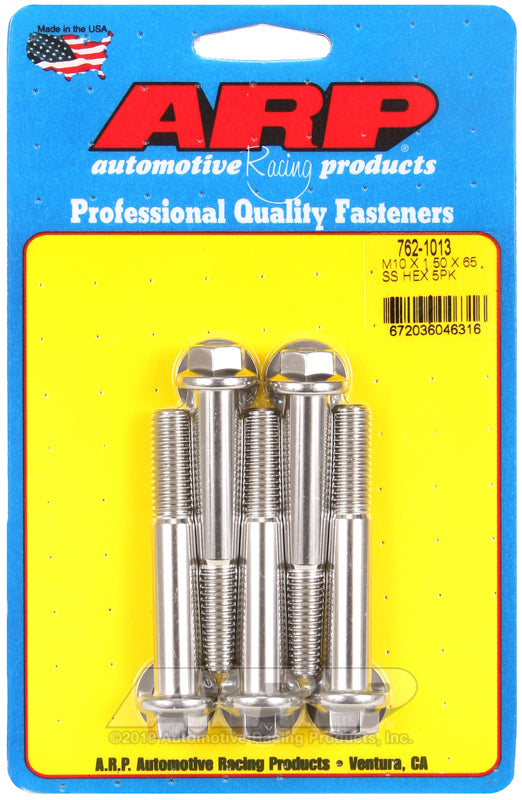 ARP M10 x 1.50 x 65mm Hex Stainless Steel Bolts (Set of 5)-thumbmail-1