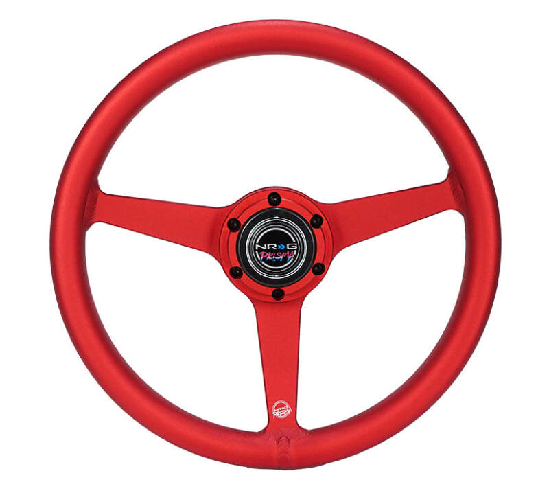 NRG Aluminum Steering Wheel 330mm - Heritage Solid Spoke - Ergonomic Grip - Anadized Red