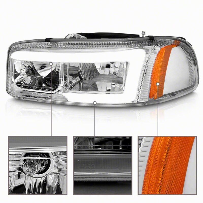 Raxiom 99-06 Chevrolet Sierra 1500 Axial Series LED DRL Headlights- Chrome Housing- Clear Lens-thumbmail-2