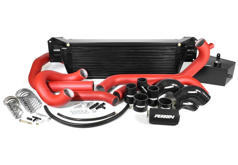 Perrin Performance 2015-2017 Subaru STI FMIC Red Boost Tubes w/ Black Silicone Couplers-thumbmail-3